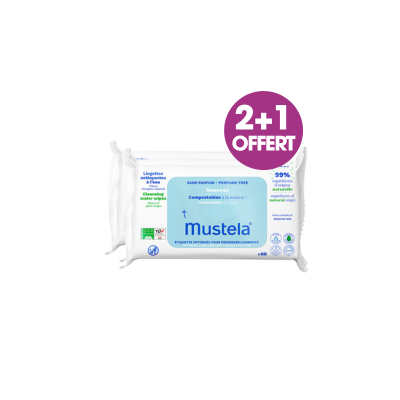 2+1 offert lingettes nettoyantes Mustela
